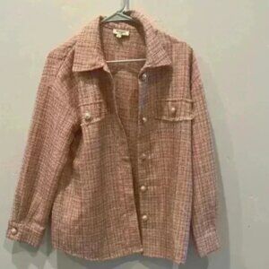 Pink Textured Women's shirt shacket